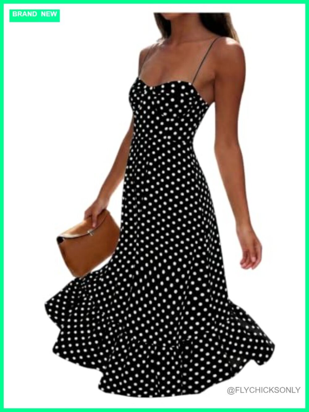 Women's Polka Dots Ruffle Maxi Dress A Line Summer Sleeveless Cami Dress